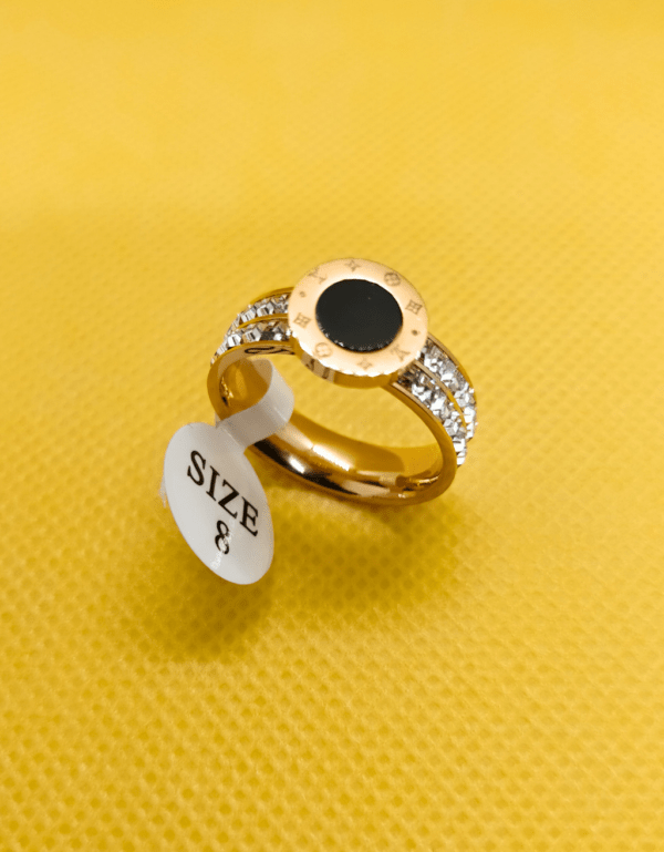 Louis Vuitton Gold Plated Stainless Steel Ring With Crystals